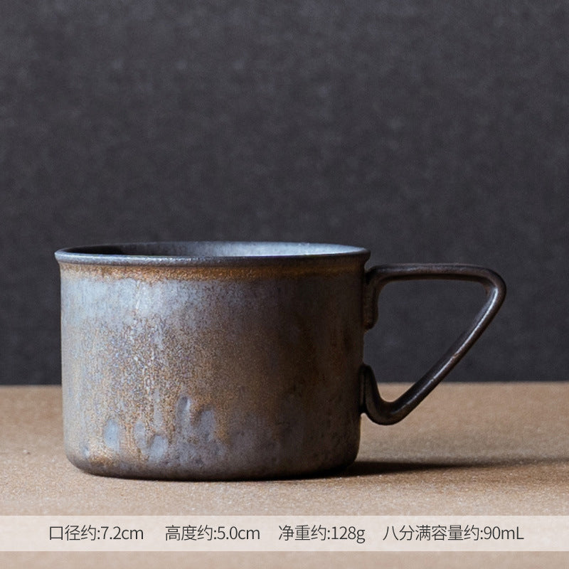 Ceramic coffee cup and saucer set, high-value Japanese latte mug, gilded vintage latte tea mug, creative couple mug