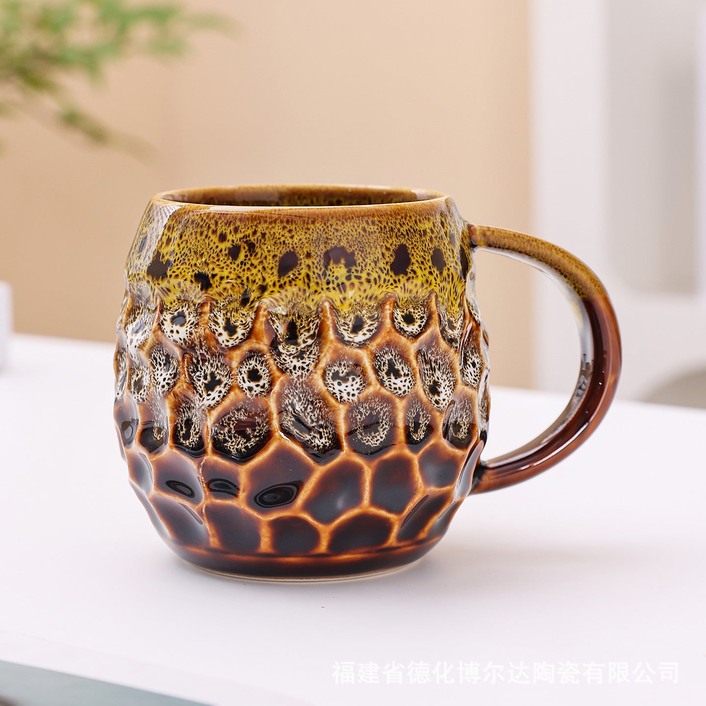 跨境专供亚马逊Temu窑变釉陶瓷咖啡杯马克杯复古家用水杯爆款货源