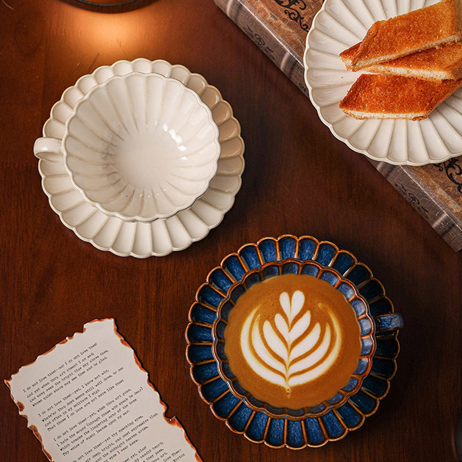 Vintage Blue & White Chrysanthemum Cup Set | Classic Artisan Series