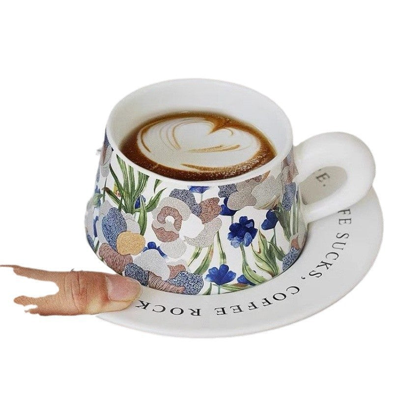 French vintage designer coffee cups and plates, vintage-style floral ceramic lattes, gifts for besties