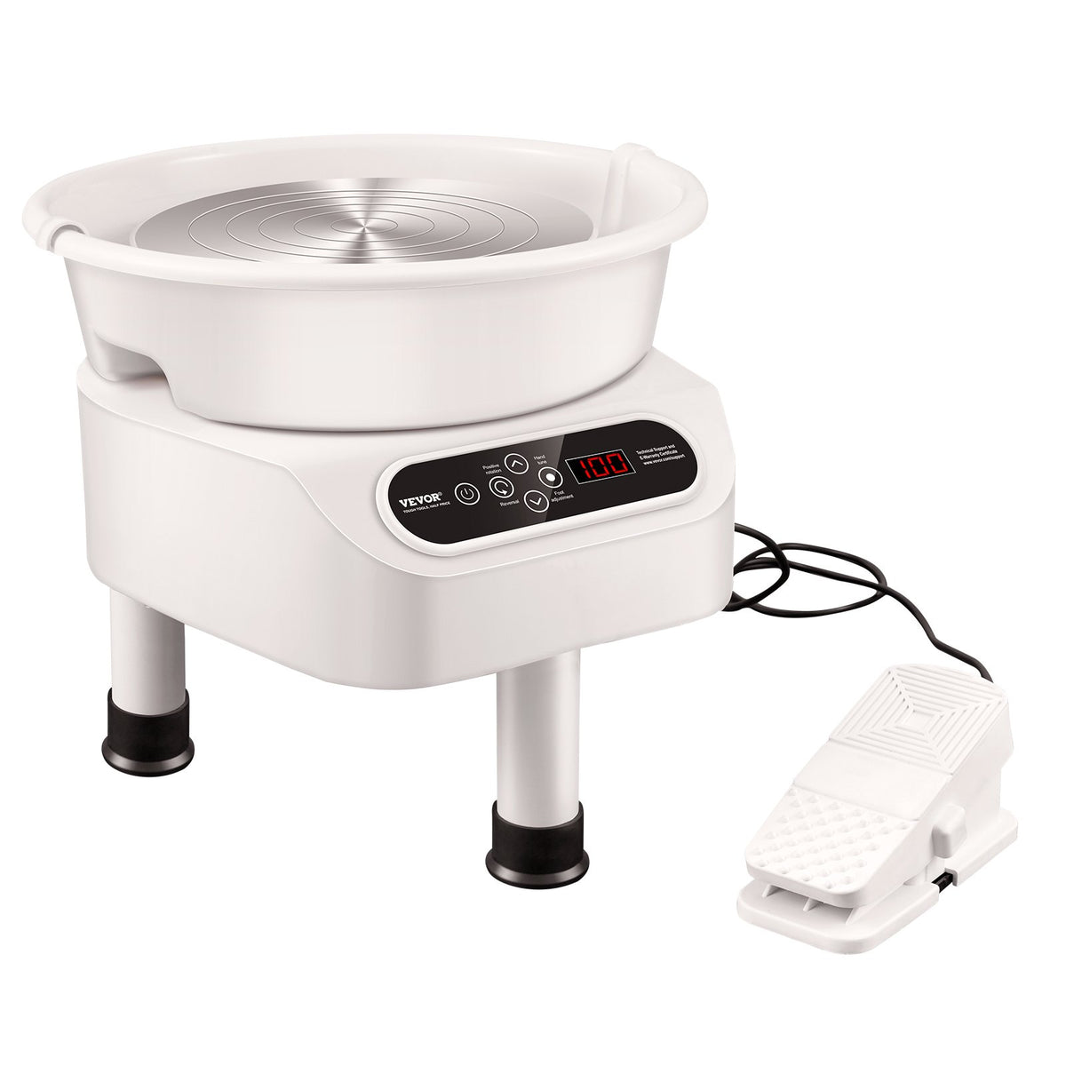 Pottery Wheel, 11 Inch Pottery Forming Machine, 450W Electric Wheel For Pottery With Foot Pedal And LCD Touch Screen, Direct Drive Ceramic Wheel With 3 Support Legs For DIY Art Craft, White
